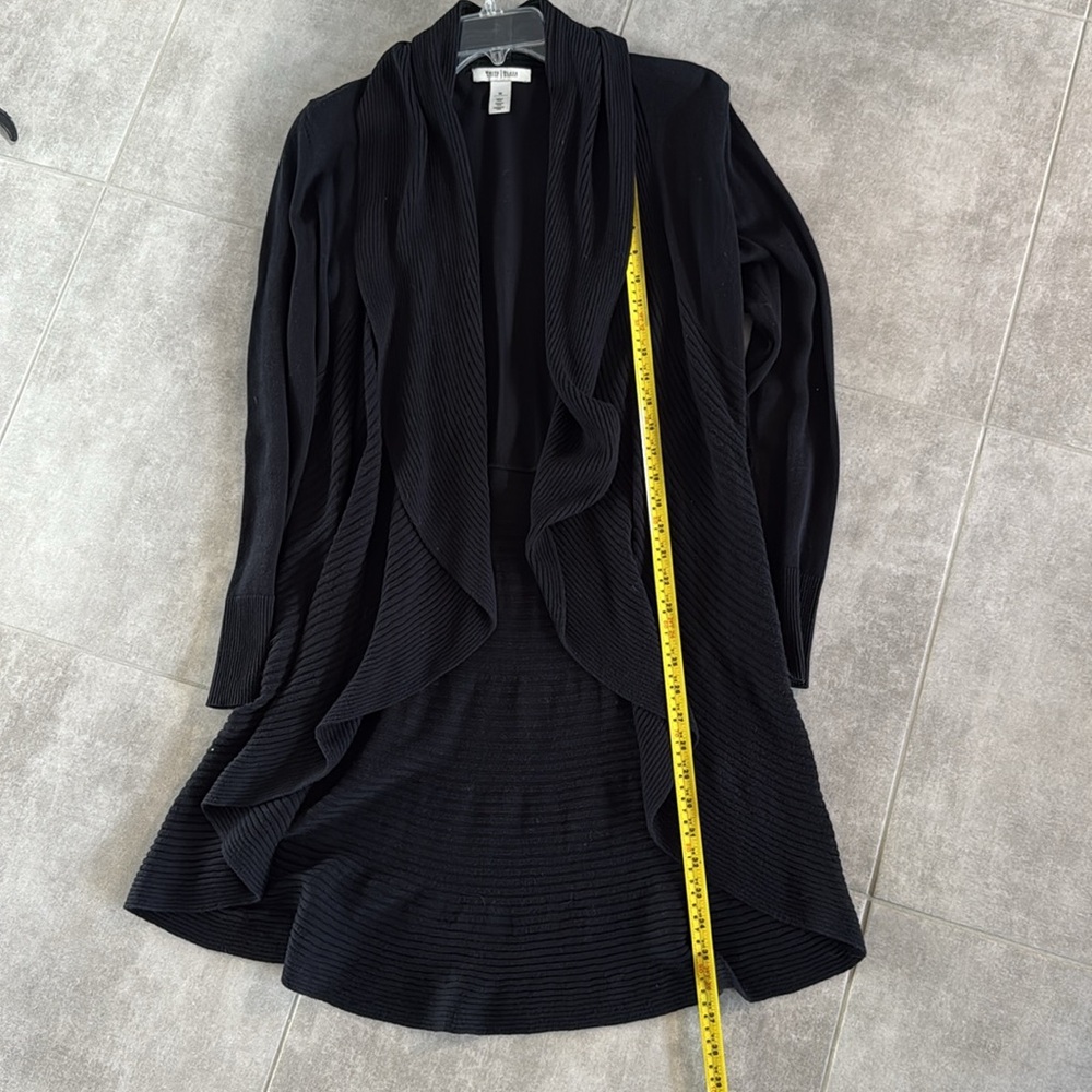 *LIKE NEW* White House Black Market Deep Black Open Cardigan w/ Drape Front - M - Picture 11 of 13